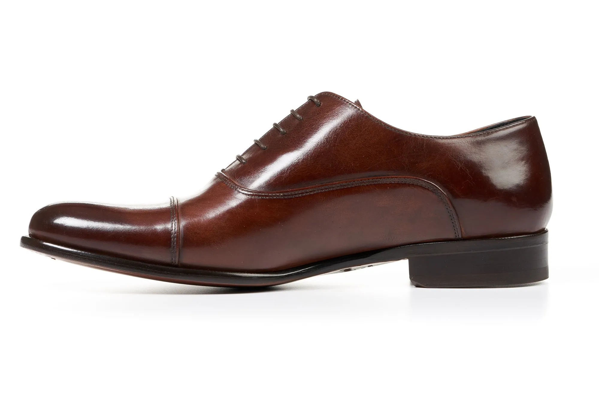 The Cagney II Stitched Cap-Toe Oxford - Marrone