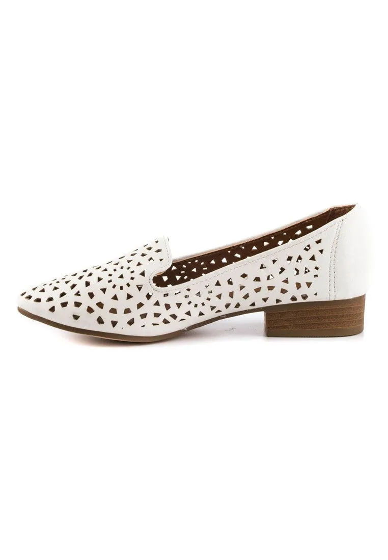 White Laser Cut Loafers