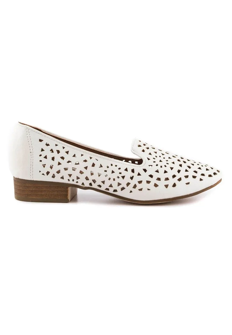 White Laser Cut Loafers