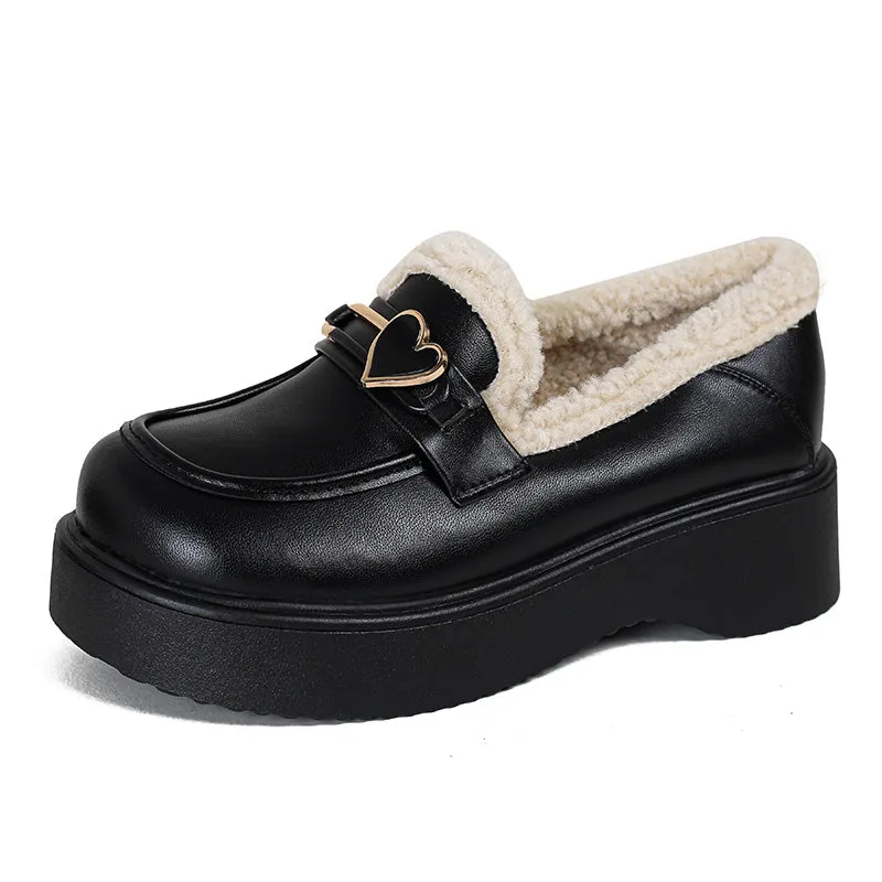 Women Minimalist Fashion Furred Thick Soled Loafers