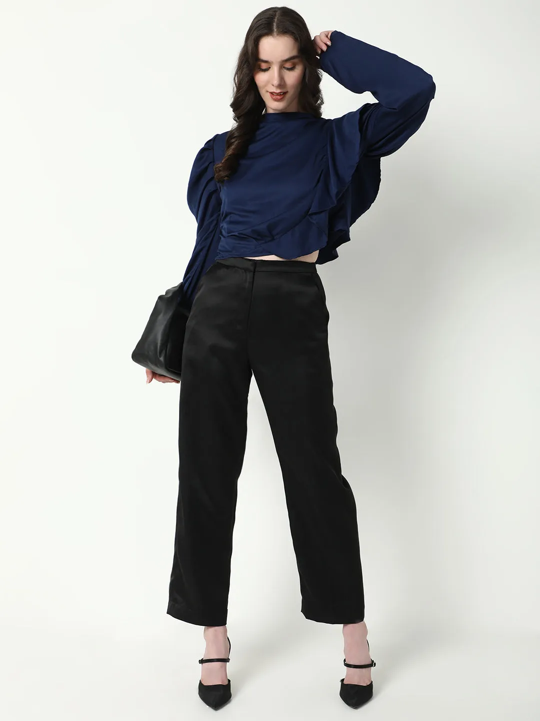 Women Navy Blue Solid Top