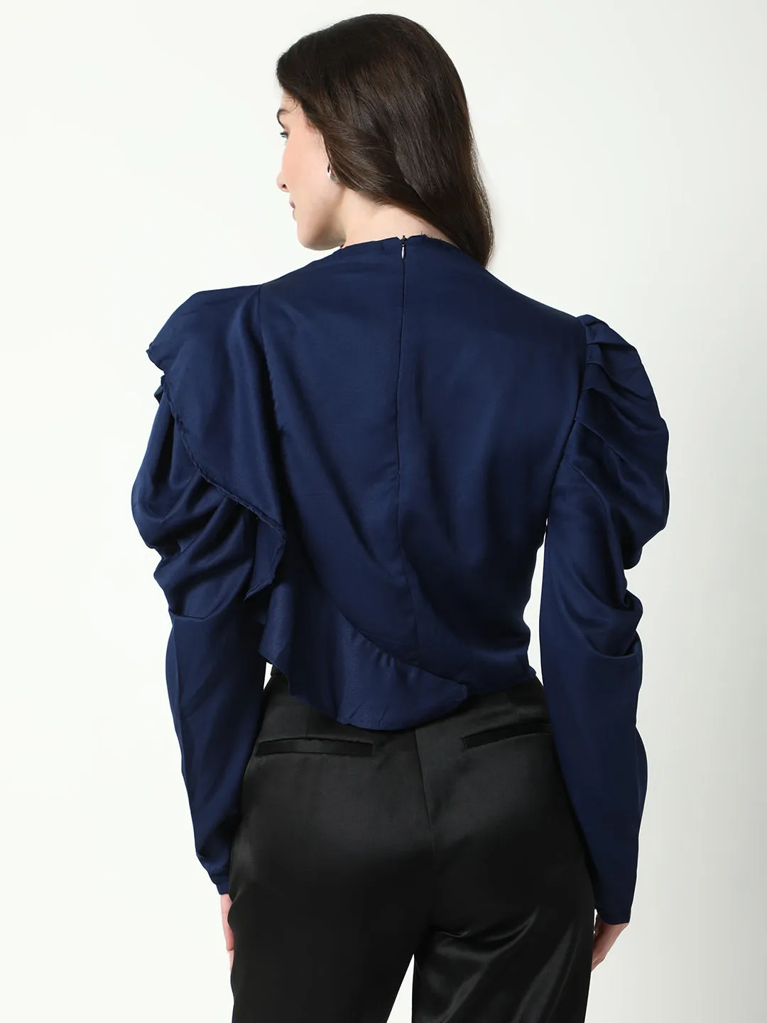 Women Navy Blue Solid Top