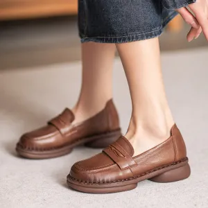 Women Retro Minimalist Leather Handmade Loafers