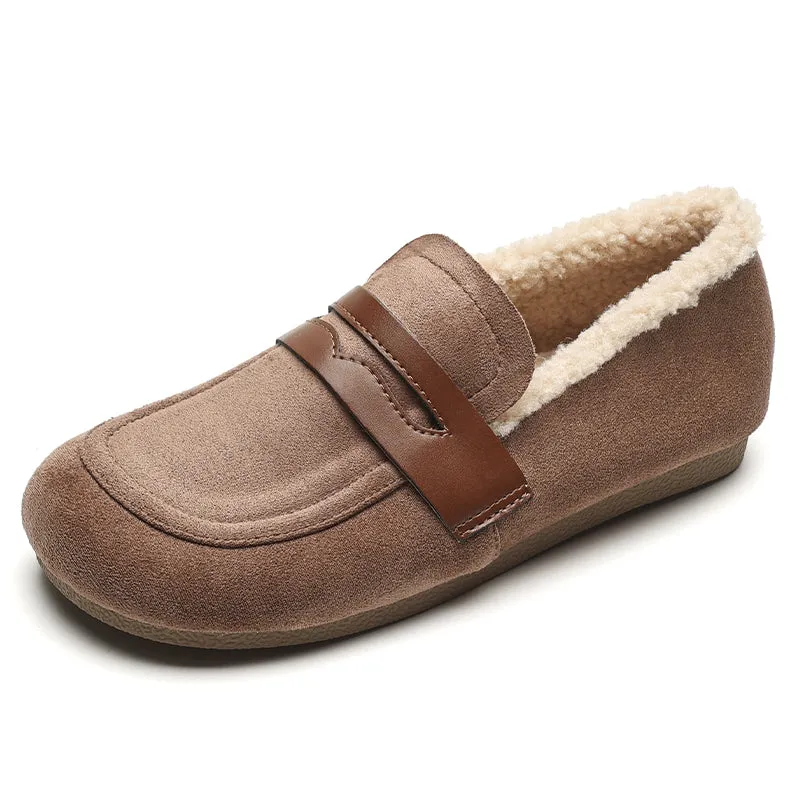 Women Retro Suede Furred Winter Casual Loafers