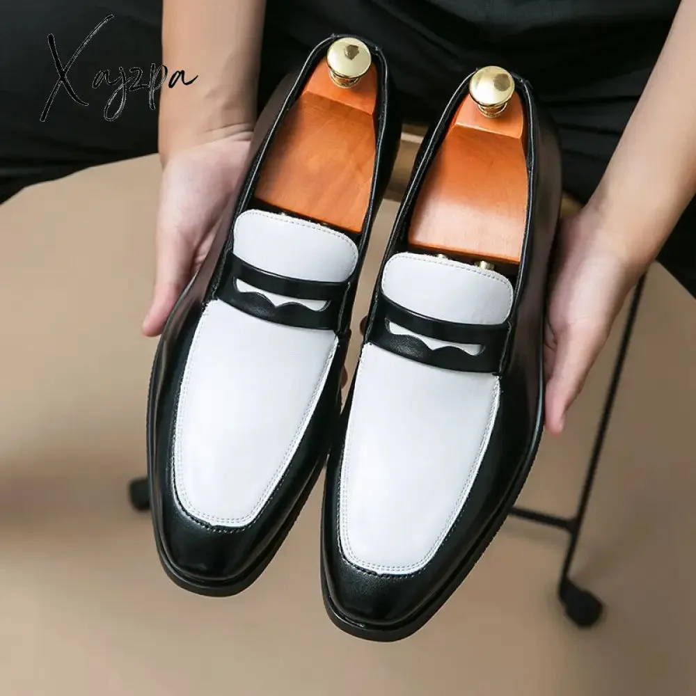 Xajzpa - Loafers Round Toe Slip-On Business Handmade Pu Leather Wedding Shoes for Men Size 38-48 Free Shipping Formal Shoes Men